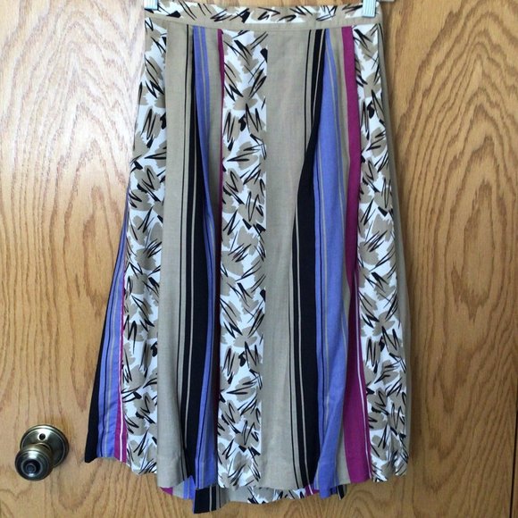 Notches - multi-color vertical stripe skirt; tan, black, blue, pink - Picture 4 of 6